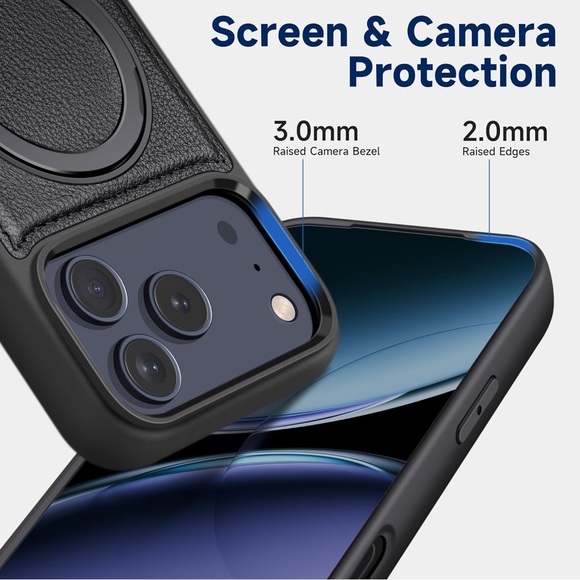 Kingflag Case for Phone 17 Pro Max with 360° Rotatable Metal Ring Stand Black💎 - Picture 7 of 10